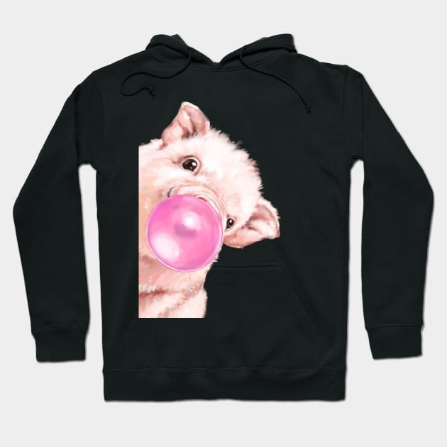 Sneaky Pink Baby Pig with Bubblegum Hoodie by bignosework